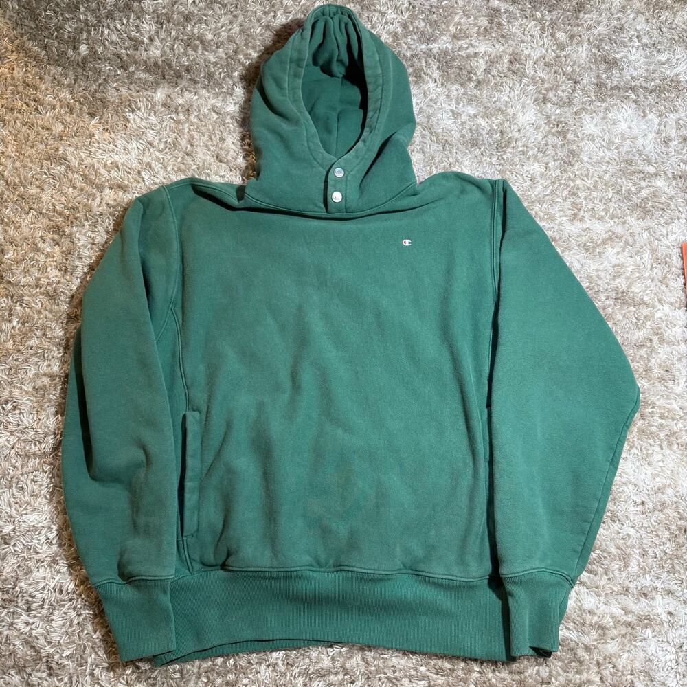 Green champion hoodie with snap buttons 2010s
